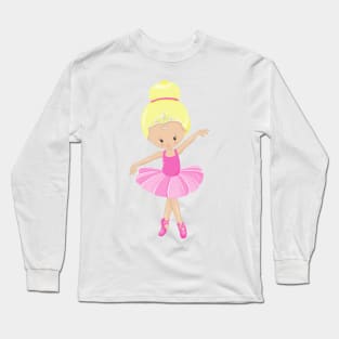 Ballerina, Ballet Girl, Ballet Dancer, Blonde Hair Long Sleeve T-Shirt